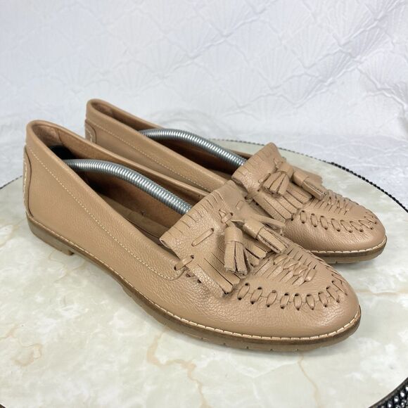 Sofft Loafers Womens Size 8.5 Tan Basket Weave Leather Slip On Comfort Shoes New - Picture 2 of 13